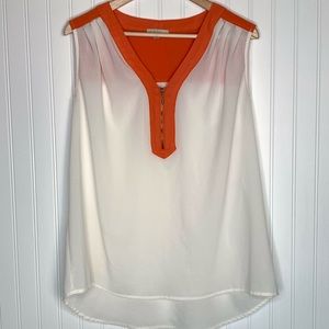 Halo orange white sleeveless career blouse XL